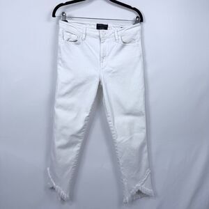 Sanctuary Denim Connector Kick Crop Frayed Hem White Jeans Women's 28 / 6